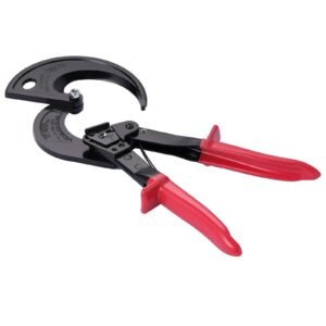 Ratcheting Cable Cutter, Spring Steel Blades with Insulated Handles, Quick-Release Button, Heavy Duty Ratchet Cable Wire Cutter for Cutting Copper & Aluminum Cables Up to 800 MCM / 400 mm²