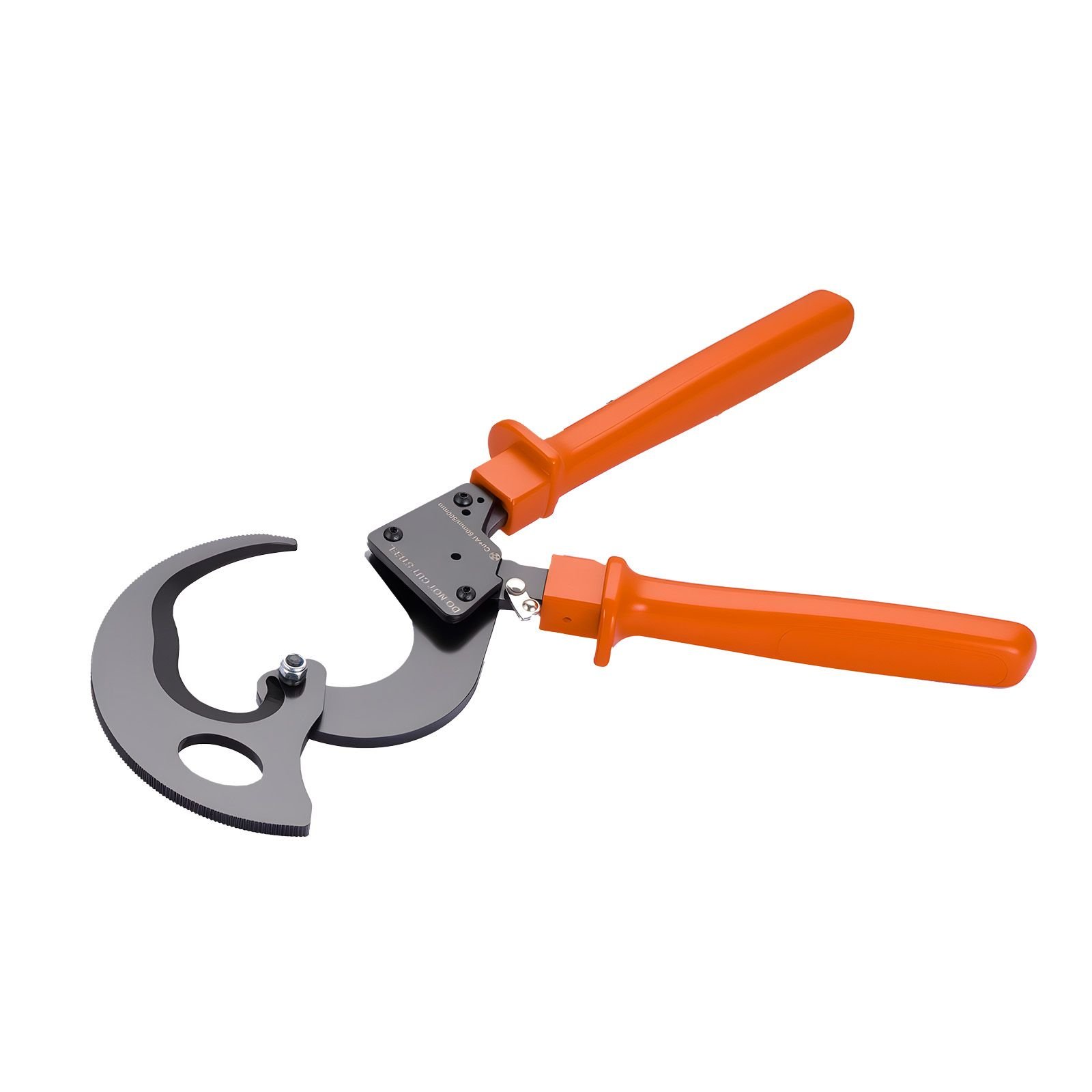 ratcheting cable cutter, spring steel blades with pvc coated handles, quick release button, heavy duty ratchet cable wire cutter for cutting copper & aluminum cables up to 1000 mcm / 500 mm²