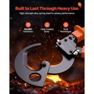 ratcheting cable cutter, spring steel blades with pvc coated handles, quick release button, heavy duty ratchet cable wire cutter for cutting copper & aluminum cables up to 800 mcm / 400 mm²
