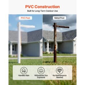 real estate sign post, 2 pack, 6 ft tall, pvc realtor yard sign holder with 36 in arm holds up to 24 in, easy to install, wind resistant, for open house and home, yard, road, white (no signs)