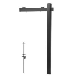 Real Estate Sign Post, 6 ft Tall, PVC Realtor Yard Sign Holder with 36 in Arm Holds up to 24 in, Easy to Install, Wind-Resistant, for Open House and Home, Yard, Road, Outdoor, Black (No Signs)