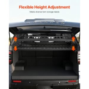 rear trunk cargo rack, for 2010 2024 toyota 4runner, 220 lbs capacity, aluminum alloy basket tray interior storage luggage carrier, adjustable height shelf stand organizer for camping trip gear