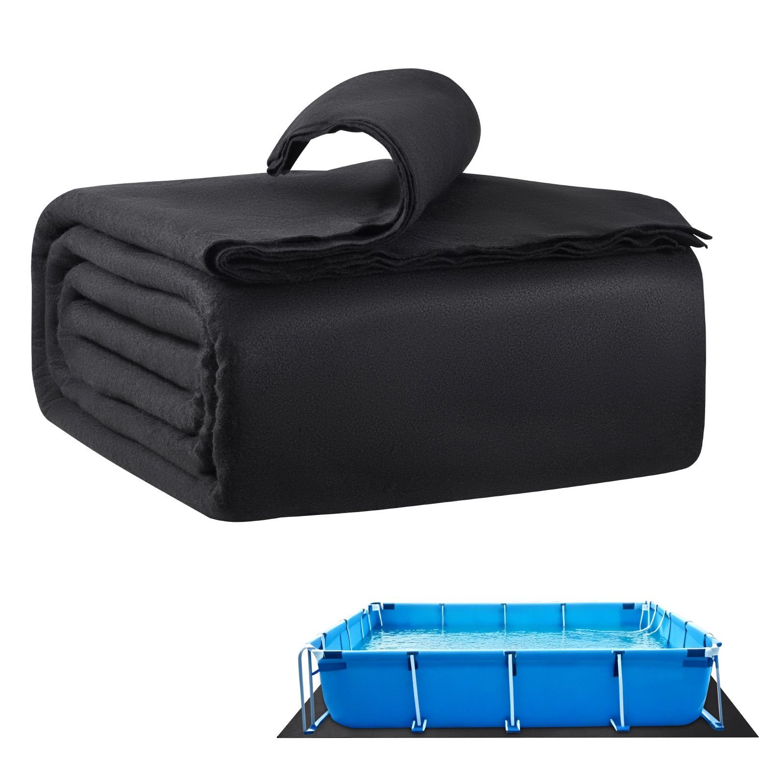 rectangle pool liner pad, 16 x 32 ft pool liner pad for above ground swimming pools, extra thick pool mat, prevents punctures, recycled geotextile material underlayment pad, extend liner life