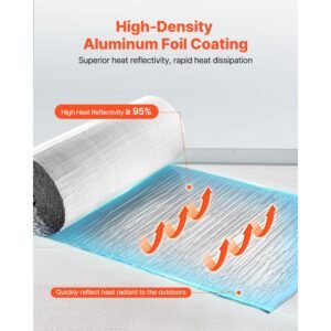 reflective insulation roll, double layer air bubble radiant barrier, 6mm 48 in x 100 ft, aluminum foil white pe film heat reflective shield, thermal insulation roll for garage window rv roofs
