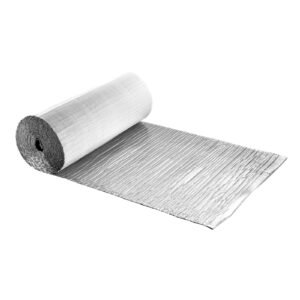 Reflective Insulation Roll, Double-Layer Air Bubble Radiant Barrier, 6mm 48 in x 100 ft, Aluminum Foil White PE Film Heat Reflective Shield, Thermal Insulation Roll for Garage Window RV Roofs