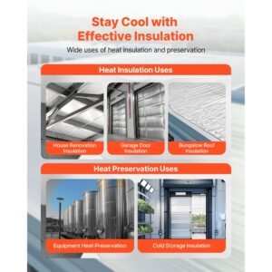 reflective insulation roll, double layer air bubble radiant barrier, 6mm 48 in x 100 ft, aluminum foil white pe film heat reflective shield, thermal insulation roll for garage window rv roofs