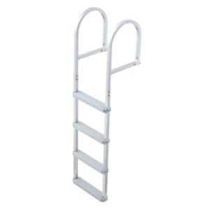 Removable Dock Ladder, 4 Steps, Aluminum Alloy Pontoon Boat Swim Ladder, with Non-Slip Wide PP Steps, 500 lbs Weight Capacity, Quick Release Design, for Lake Swimming, Pool, Marine Boarding