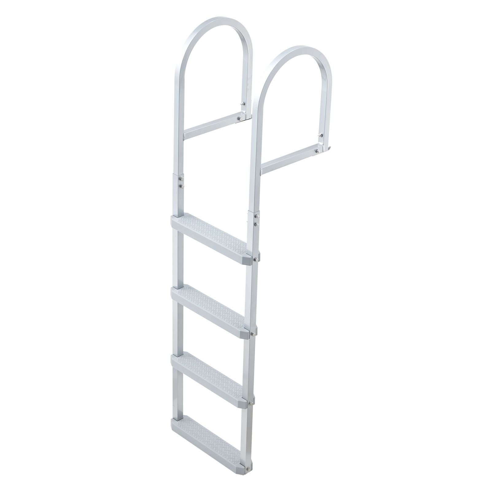 removable dock ladder, 4 steps, aluminum alloy pontoon boat swim ladder, with non slip wide pp steps, 500 lbs weight capacity, quick release design, for lake swimming, pool, marine boarding