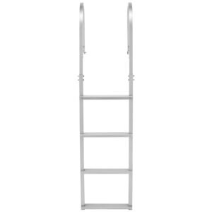 Removable Dock Ladder, 4 Steps, Aluminum Alloy Pontoon Boat Swim Ladder, with Non-Slip Wide Steps, 500 lbs Weight Capacity, Quick Release Design, for Lake Swimming, Pool, Boat, Marine Boarding
