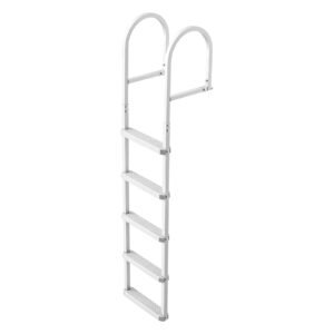 Removable Dock Ladder, 5 Steps, Aluminum Alloy Pontoon Boat Swim Ladder, with Non-Slip Wide PP Steps, 500 lbs Weight Capacity, Quick Release Design, for Lake Swimming, Pool, Marine Boarding