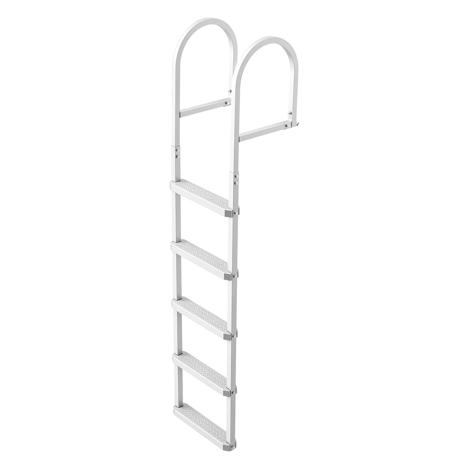 removable dock ladder, 5 steps, aluminum alloy pontoon boat swim ladder, with non slip wide pp steps, 500 lbs weight capacity, quick release design, for lake swimming, pool, marine boarding