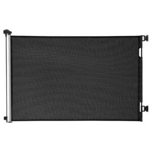 Retractable Baby Gate, Extends to 57 inch Wide, 38.5 inch Tall, with Security Lock, Easy to Use, Walk Through Without Tripping, Mesh Dog Gate for Stairs, Hallways, Indoor/Outdoor, Black
