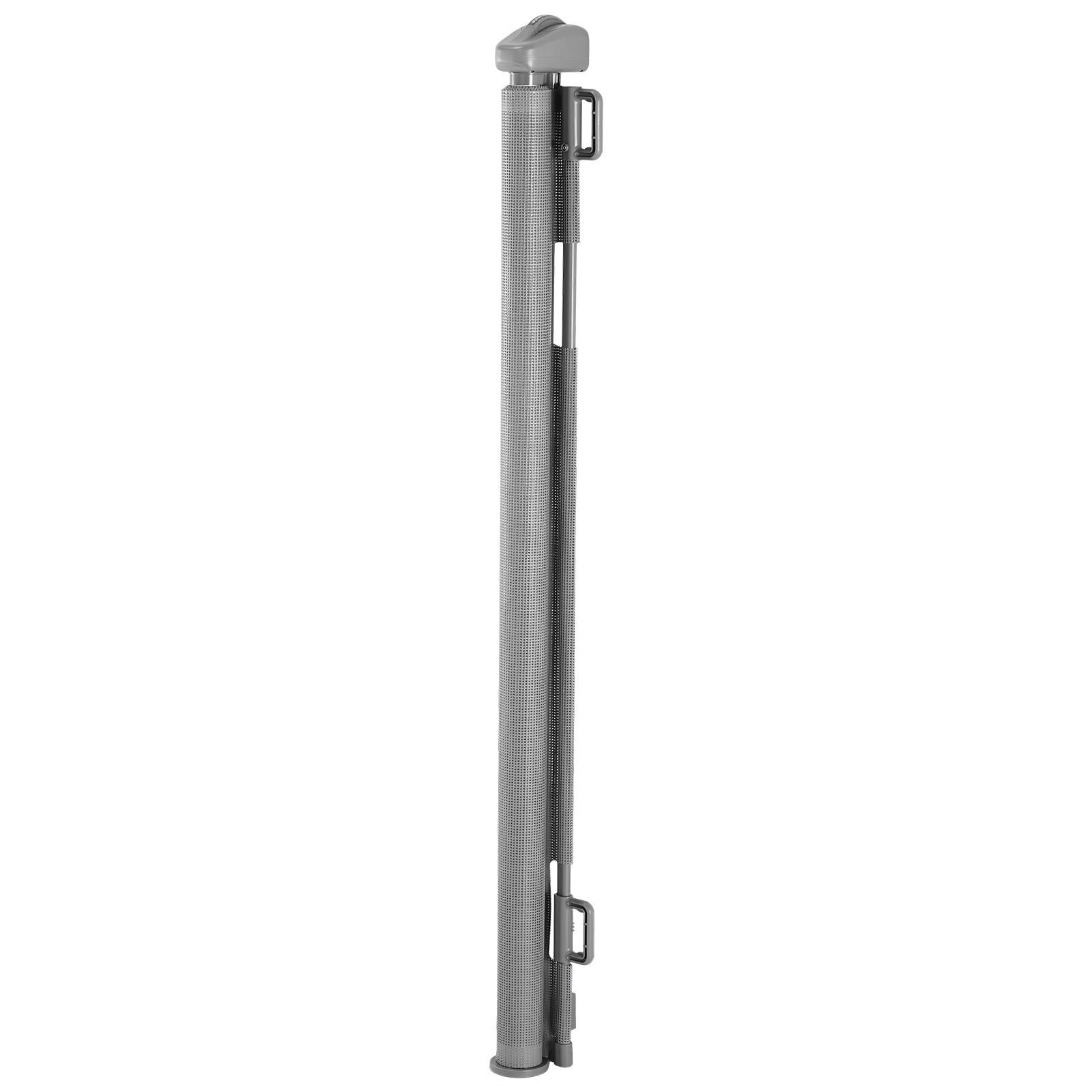 retractable baby gate, extends to 57 inch wide, 38.5 inch tall, with security lock, easy to use, walk through without tripping, mesh dog gate for stairs, hallways, indoor/outdoor, gray
