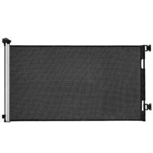 Retractable Baby Gate, Extends to 72.8 inch Wide, 31.3 inch Tall, with Security Lock, Easy to Use, Walk Through Without Tripping, Mesh Dog Gate for Stairs, Hallways, Indoor/Outdoor, Black