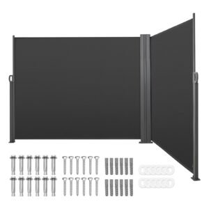 Retractable Side Awning, 71" x 236" Patio Retractable Side Screen with 180 g/m² Polyester Fabric, Waterproof Sunshade Outdoor Privacy Screen Room Divider for Garden, Balcony, Pools, Deck, Gray