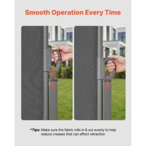 retractable side awning, 71" x 236" patio retractable side screen with 180 g/m² polyester fabric, waterproof sunshade outdoor privacy screen room divider for garden, balcony, pools, deck, gray