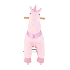 Ride On Horse, Riding Pink Unicorn Toys for Kids, No Battery Required, Smooth Wheels with Anti-Roll Stop Ring, Upgraded Raised Seat, Handles, Pedals, 110 lbs Max Load Capacity for Ages 3-8
