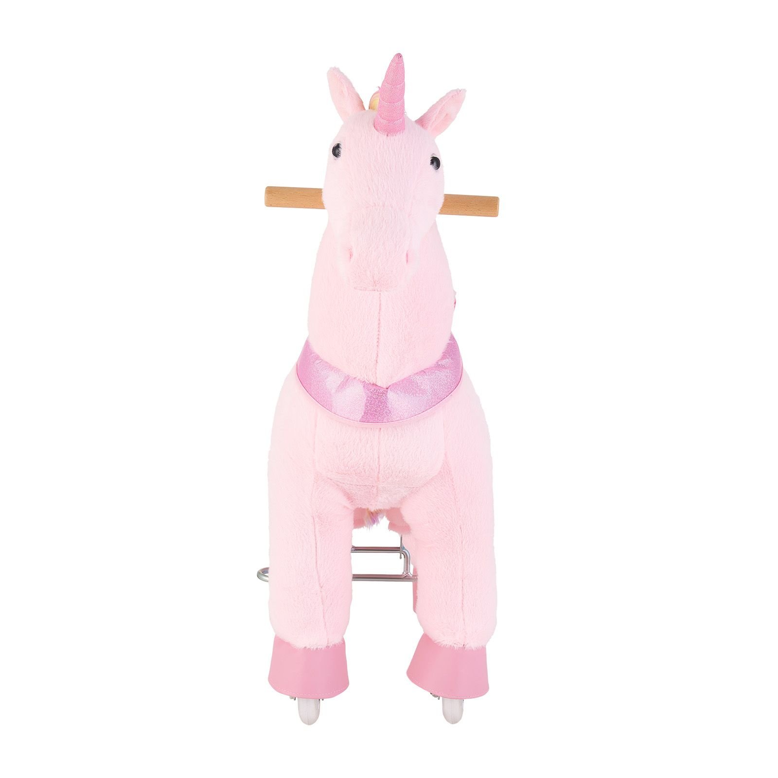 ride on horse, riding pink unicorn toys for kids, no battery required, smooth wheels with anti roll stop ring, upgraded raised seat, handles, pedals, 110 lbs max load capacity for ages 3 8