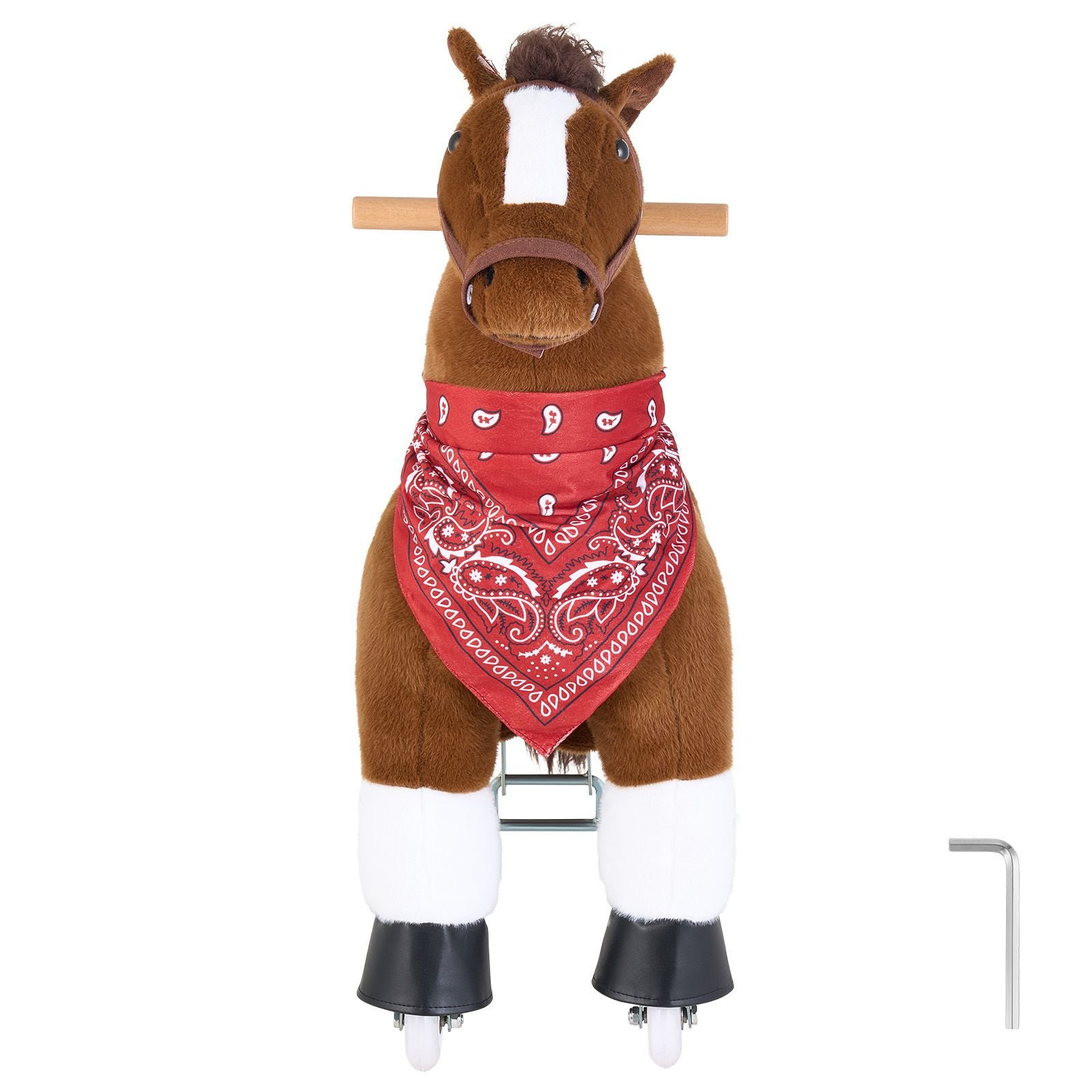ride on horse, riding pony toys for kids, no battery required, smooth wheels with anti roll stop ring, upgraded raised seat, handles, pedals, 110 lbs max load capacity for ages 3 8