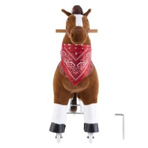 Ride On Horse, Riding Pony Toys for Kids, No Battery Required, Smooth Wheels with Anti-Roll Stop Ring, Upgraded Raised Seat, Handles, Sturdy Pedals, 176 lbs Max Load Capacity for Ages 6+