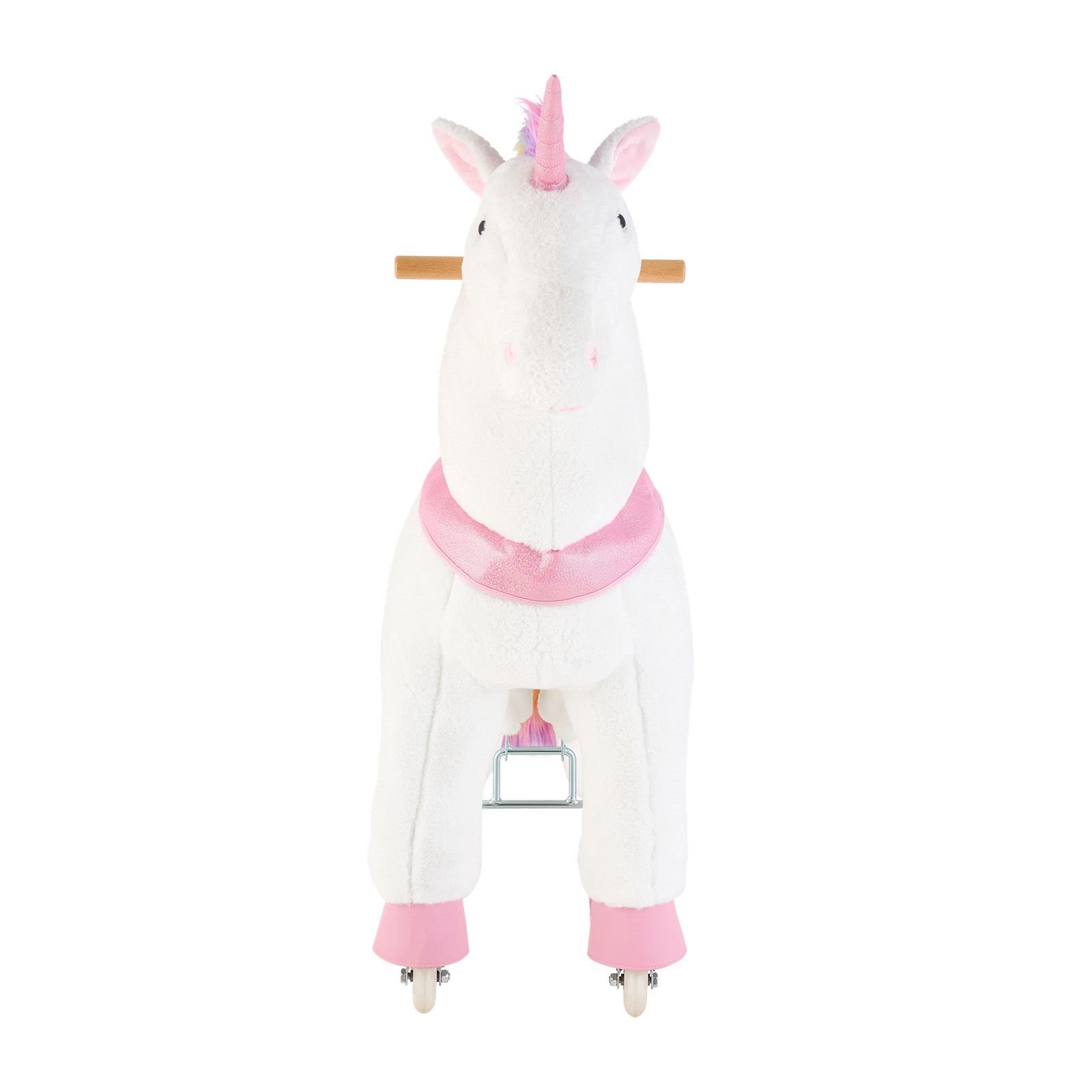 ride on horse, riding unicorn toys for kids, no battery required, smooth wheels with anti roll stop ring, upgraded raised seat, handles, sturdy pedals, 176 lbs max load capacity for ages 6+