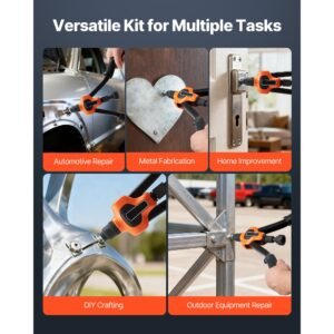 rivet nut tool kit, 14 inch two handed rivnut tool kit, with 7 mandrels and 70 nuts, metric and sae size m6, m8, m10, 10 24, 1/4 20, 5/16 18, 3/8 16 unc, with a carrying case, for home, auto