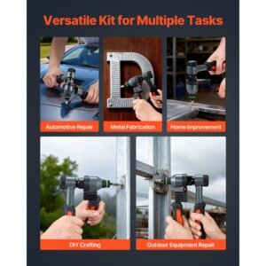 rivet nut tool kit, 9 inch ratchet rivnut tool kit, with 10 mandrels and 100 nuts, metric and sae size m5, m6, m8, m10, m12, 8 32, 10 24, 1/4 20, 5/16 18, 3/8 16 unc, with a rugged carrying case
