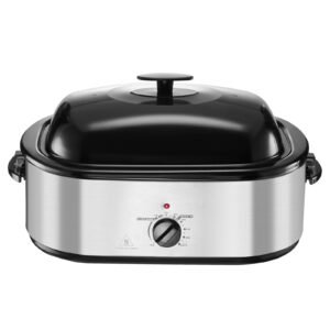 Roaster Oven, 22QT Electric Roasting Pan, 150-450 F Adjustable Temp Multifunctional Electric Roaster Oven with Self-Basting Lid, Defrost & Warm Function for Holiday Meal, Fits 26lb Turkey