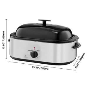 roaster oven, 22qt electric roasting pan, 150 450 f adjustable temp multifunctional electric roaster oven with self basting lid, defrost & warm function for holiday meal, fits 26lb turkey
