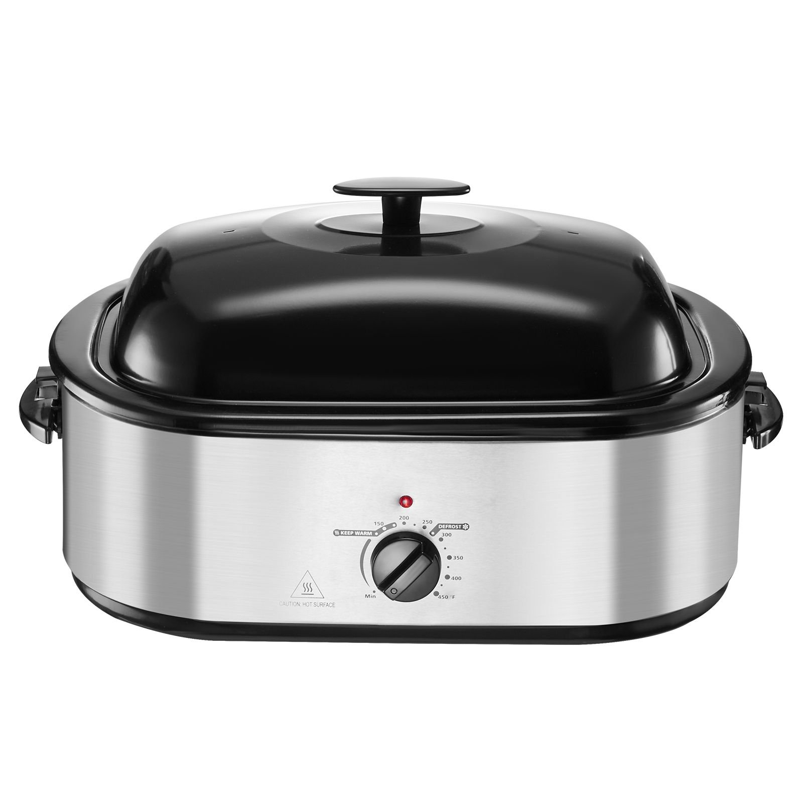 roaster oven, 22qt electric roasting pan, 150 450 f adjustable temp multifunctional electric roaster oven with self basting lid, defrost & warm function for holiday meal, fits 26lb turkey
