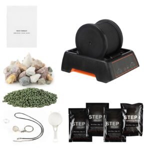 Rock Tumbler, 1 lb Rock Polishing Machine, Rocks Tumbling Kit with 4-Speed Adjustment, 1–9 Day Timer, Direct Drive Motor Rocks Polishing Kit for Rose Quartz, Amethyst, Quiet Operation