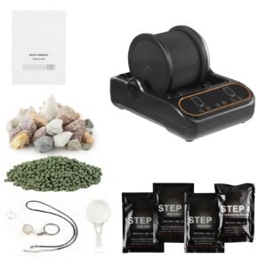 Rock Tumbler, 1 lb Rock Polishing Machine, Rocks Tumbling Kit with 4-Speed Adjustment, 1–9 Day Timer, PC Sound Reduction Cover & TPU Drum, Direct Drive Motor Rocks Polishing, Quiet Operation