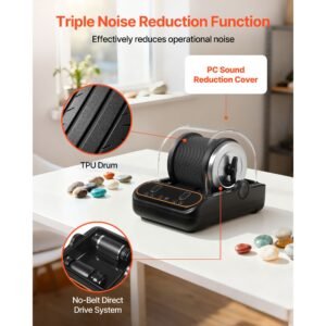 rock tumbler, 2 lb rock polishing machine, rocks tumbling kit with 4 speed adjustment, 1–9 day timer, pc sound reduction cover & tpu drum, direct drive motor rocks polishing, quiet operation