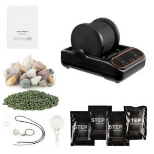 Rock Tumbler, 2 lb Rock Polishing Machine, Rocks Tumbling Kit with 4-Speed Adjustment, 1–9 Day Timer, PC Sound Reduction Cover & TPU Drum, Direct Drive Motor Rocks Polishing, Quiet Operation