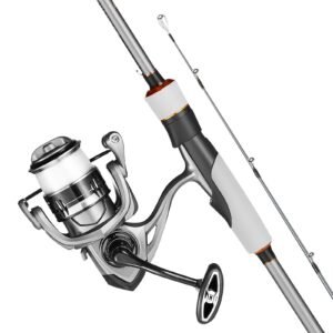 Rod and Fishing Reel Combo, IM6 Carbon Fiber Spinning Rod and Reel Combo, Bass Fishing Pole with 6.5 ft Two-Piece Rods, 7+1 Ball Bearings, EVA Handle, Stainless Steel Guides with Ceramic Rings