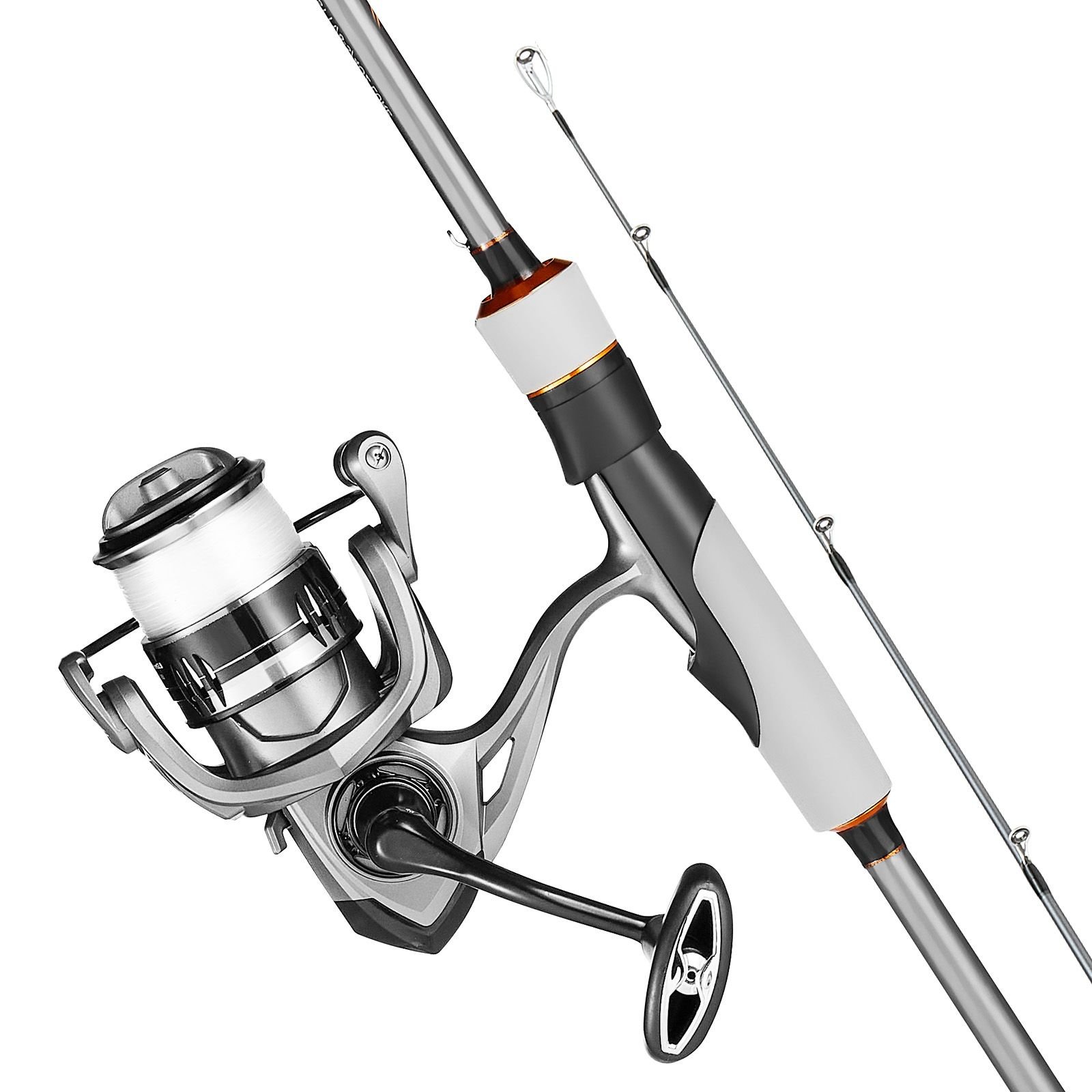 rod and fishing reel combo, im6 carbon fiber spinning rod and reel combo, bass fishing pole with 6.5 ft two piece rods, 7+1 ball bearings, eva handle, stainless steel guides with ceramic rings