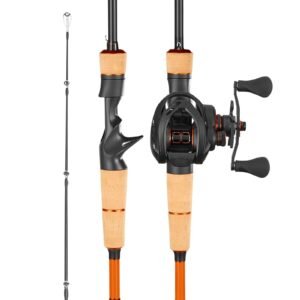 Rod and Fishing Reel Combo, IM7 Carbon Fiber Baitcasting Rod and Reel Combo, Bass Fishing Pole with 6+1 BB System, 7.0:1 Gear Ratio, Cork Handle, Stainless Steel Guides with Ceramic Rings