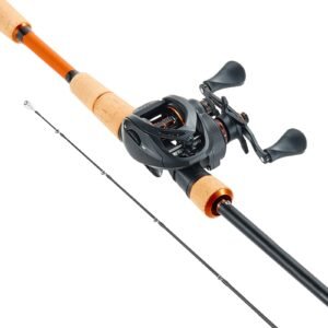 Rod and Fishing Reel Combo, IM7 Carbon Fiber Baitcasting Rod and Reel Combo, Bass Fishing Pole with 7+1 BB System, 7.0:1 Gear Ratio, Cork Handle, Stainless Steel Guides with Ceramic Rings