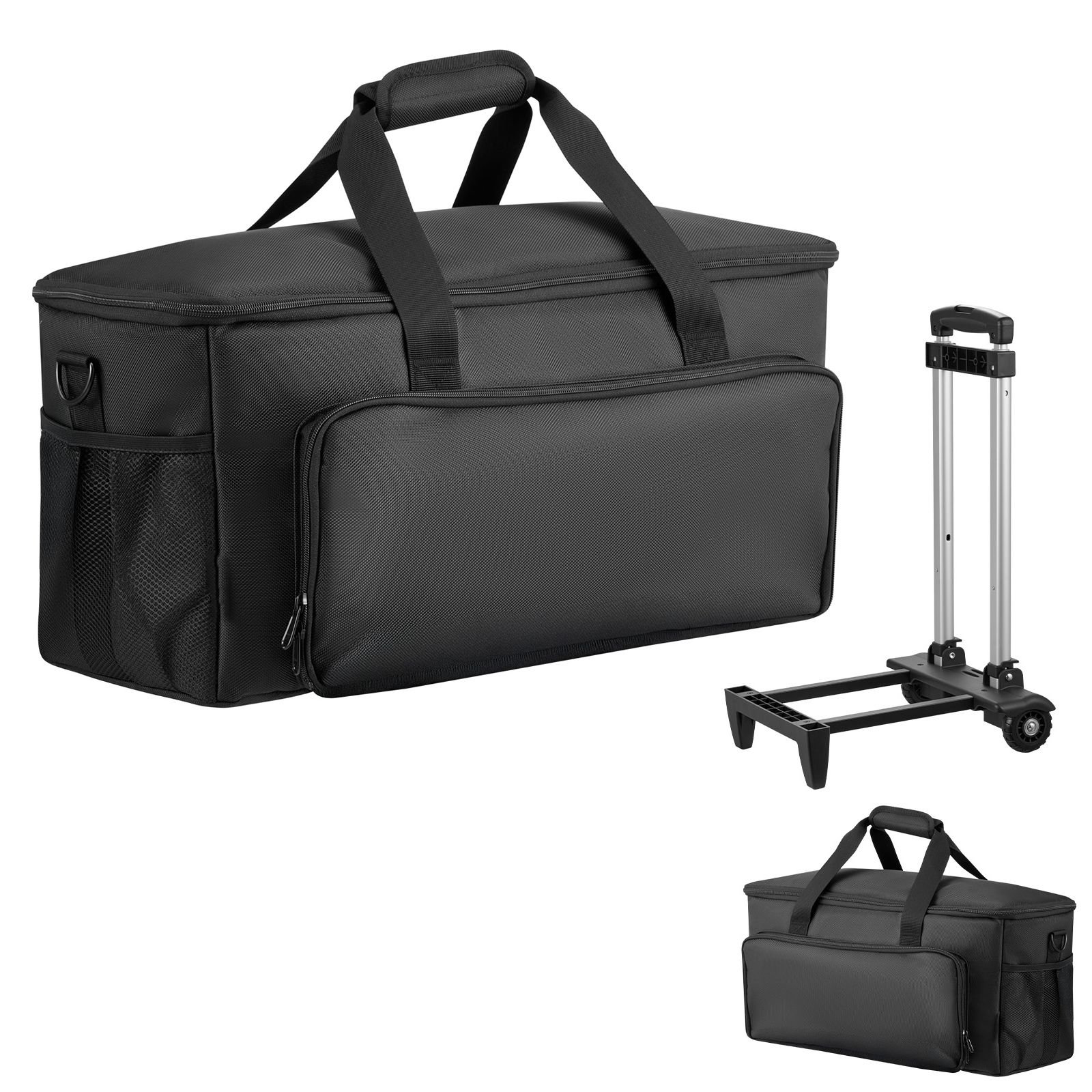 rolling dj cable bag, 1680d, padded file gig bag with wheels, 6 detachable divider, travel storage music gear case, for professional dj gear, musical instrument and accessories, sound equipment