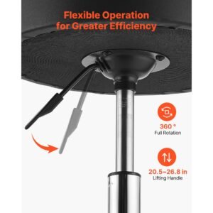 rolling stools with wheels, set of 2, 500 lbs weight capacity, height adjustable, thick cushion ergonomic pu leather seat, 360° swivel round rolling stool chair for salon, spa, clinic, black