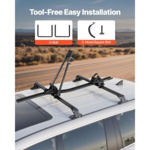 roof bike rack, 33 lbs capacity, upright roof mount bicycle rack with secure locking system for most standard crossbars, aluminum upright rooftop bike rack 1 bike carrier for car suv, black