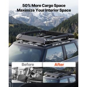 roof rack cargo basket, 38 x 38 x 5.59 in, universal heavy duty roof top carrier basket, 150 lbs capacity, all weather car top luggage holder, fits crossbars up to 3.54 x 1.97 in, for suv truck