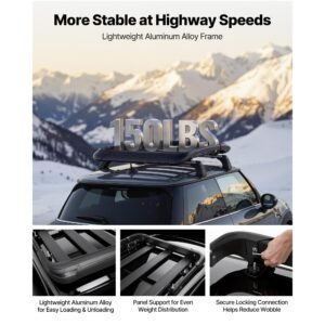 roof rack cargo basket, 38 x 38 x 5.59 in, universal heavy duty roof top carrier basket, 150 lbs capacity, all weather car top luggage holder, fits crossbars up to 3.54 x 1.97 in, for suv truck