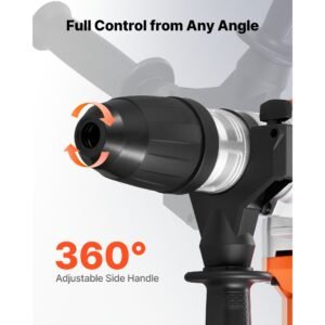 rotary hammer drill, 1 9/16 in sds max cordless, heavy duty 20v battery powered rotary hammer, including 2 batteries, charger, drill bit, pointed chisel, carrying case, for concrete, masonry