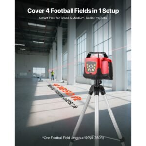 rotary laser level kit, 1650ft 360 degree self leveling red horizontal laser transit,with tripod,receiver,remote control, scale,toolcase, ip66 waterproof, 0.80in/100ft precision for construction