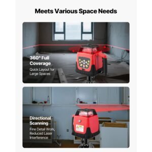 rotary laser level kit, 1650ft 360 degree self leveling red horizontal laser transit,with tripod,receiver,remote control, scale,toolcase, ip66 waterproof, 0.80in/100ft precision for construction