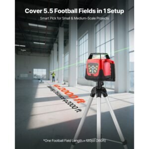 rotary laser level kit, 2000ft 360 degree self leveling green horizontal laser transit,with tripod,receiver,remote control, scale, toolcase, ip66 rating waterproof, 0.80in/100ft for construction