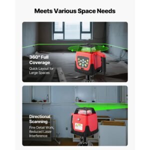 rotary laser level kit, 2000ft 360 degree self leveling green horizontal laser transit,with tripod,receiver,remote control, scale, toolcase, ip66 rating waterproof, 0.80in/100ft for construction
