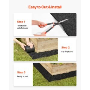 rubber mulch mat roll, 140 x 4.5 in, recycled rubber permanent mulch edging border, natural looking flower barrier with stakes, 0.5 in thick cuttable garden edgings for landscaping