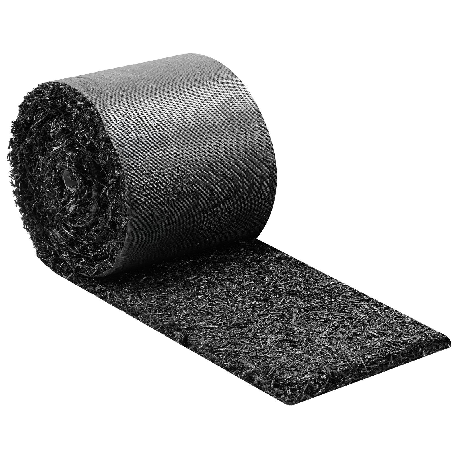 rubber mulch mat roll, 140 x 4.5 in, recycled rubber permanent mulch edging border, natural looking flower barrier with stakes, 0.5 in thick cuttable garden edgings for landscaping